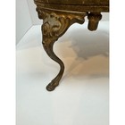 Antique Victorian Footstool Ornate Cast Metal Cabriole Legs Gilt Round Ottoman