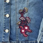 7 For All Man Kind Denim Jean Jacket Girls M  8  Floral Applique Medium Wash