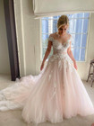 Blush Pink Wedding Dress Lace Appliques A Line Beach Tulle Gorgeous Bridal Gown