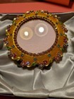 Rucinni Gold Plated Swarovski Crystals Enameled 4 5  Round Photo Frame Nib