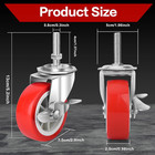 3 Inch Stem Casters Swivel Wheels With Brake Locking Set Of 4 600lb 3 8