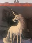 Rare Vintage 80s Sue Dawe Unicorn Art Print Wood Resin Plaque Mythical Fantasy 