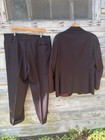 Vintage 1940s Brown Wool Suit Button Fly Wide Peak Lapel 40