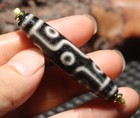 Energy Tibetan Top Old Agate Oily Patina Fold Line 9 Eyed Kingdom Dzi Bead Totem