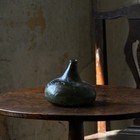 Antique Late 17th Century English Glass Onion Bottle  Hand Blown  Dark Green