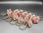 12 Vintage Resin Burgundy Rosebuds Brass Shower Curtain Hook Cottage Shabby Chic
