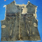 Vintage C 1970 Levi s Denim Biker Best Skull W  Wings   Motorcycle Part Vafo