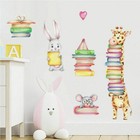 Cartoon Rabbit Giraffe Wall Stickers Kids Room Baby Nursery Wallpaper Home Decor