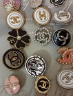 Lot Of 15  Stamped Designer Button Chanel Button Gold Silver Tone 