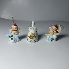 Lot 3 Vintage Bisque Ornaments     Heavenly Bears  star   Moon    Holiday Bell