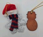 Vintage Handmade Snowman Christmas Ornaments Felt Religious   Ceramic Lot Of 2