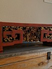 Antique Chinese Hand Carved Petite Altar Table display Stand Red gold gilt 19 In