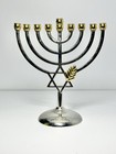 Hanukkah Chanukah Gold   Silver Tone 9-arm Metal Small Menorah 7 1 4   