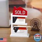 Real Estate Business Card Holder Wooden Display Stand Farmhouse Business Card