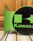 Kawasaki Flange Sign Motorcycle Parts Dirt Bike 2 Sided Vintage Style Wall Decor