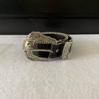 Black Etched Leather Vintage Style Western Belt