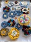 18 Crocheted Flowers Handmade Assorted Free Shippin
