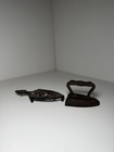 Antique Brown Metal Sad Iron With Trivet Stand Vintage Cast Flat Iron Style 4 5   