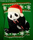 Men s Unisex Ugly Christmas Sweatshirt   Panda With Christmas Santa Hat  l  Nwot