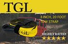 Tgl 3 Inch  20 Foot Heavy Duty Tow Strap With Loops  30 000 Pound Capacity