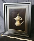 Antique Islamic Dallah Miniature Silver Coffee Pot Framed