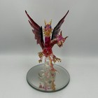 Hand Blown Glass Dragon Figure Red Gold Fantasy