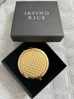 New Box Vintage Irving Rice Beautful Gold   Crystal Double Mirror Purse Compact