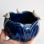 Rare Antique Vintage Japanese Sumida Gawa Bowl Brush Washer With Birds 20th C