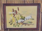 Vtg Vogart Crewel Creative Stitchery Frog Kit Cattails Log Flowers 535a Boho Nos