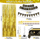 50th Black And Gold Party Decorations - Happy Birthday Banner  Pennant  Birthday