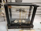 Vtg Analytical Instruments Co Balance Scale Wood Brass Beam Glass Antique W Keys