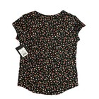 Art Class Floral Print Top Girls Square Neck Short Sleeve Black Xl 14 