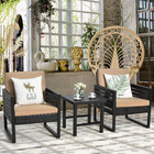 3 Piece Patio Wicker Bistro Set  Outdoor Rattan Sofa  Conversation Furniture W c