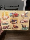 Melissa   Doug 2 Wooden Peg Puzzle Set 9 Pieces Each Hand Crafted Animals Lot