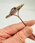Antique Hatpin Feminine Openwork Large Lovely Amethyst Center Rhinestones Beauty