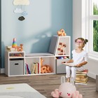 Wooden 6 Cube Bookcase Reading Nook Storage Organizer Shelf With Cloth Drawer
