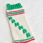 Vintage Hand Knit Christmas Stocking Hannah Personalized White Green Red 26 