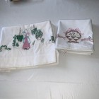 2 Pairs Pillowcases Stamped Embroidery Partially Worked Houseplants Baskets