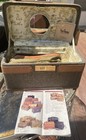Vtg Hartmann Brown Tweed leather Luggage Make-up Cosmetic Train Case Euc
