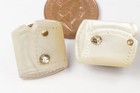 Antique English Victorian Carved Mother Of Pearl Cufflinks   Studs C1880