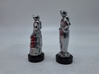 Gorgeous Mid Century Modern Vintage Pewter Couple Salt   Pepper Shakers Metal 