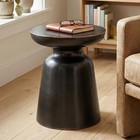 Toby Metal Table - 17  Wide X 18  High Solid Iron Drum Accent Table In Antiqu   