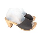 Vtg 90s Y2k Xhilaration Clog Sandals Womens 10 Brown Leather Wood Block Heel