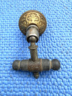  1 Antique 19th C Victorian Eastlake Brass Wood Drop Pull T Bar Drawer Handle