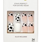 Kiss Salon Design Cow Print French Manicure Short Length Glue On Nails Se03