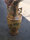 Vintage Japanese Royal Satsuma Style Floor Vase Gilt Handles Birds   Bamboo