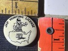 Vintage Original Wwii Celluloid Pinback Button Pin Jap Hunting License Uncle Sam