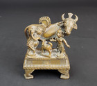 Antique India Bronze Krishna Hindu Deity   Kamadhenu Cow Figure