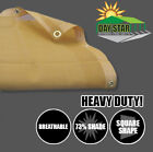  beige tan Hd Mesh Tarp Net Sun Shade Fence Screen Patio Breathable 6oz Material