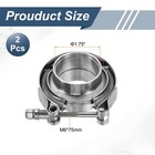2pcs 1 75 Inch V Band Clamp With Flange Male Female Exhaust Clamp